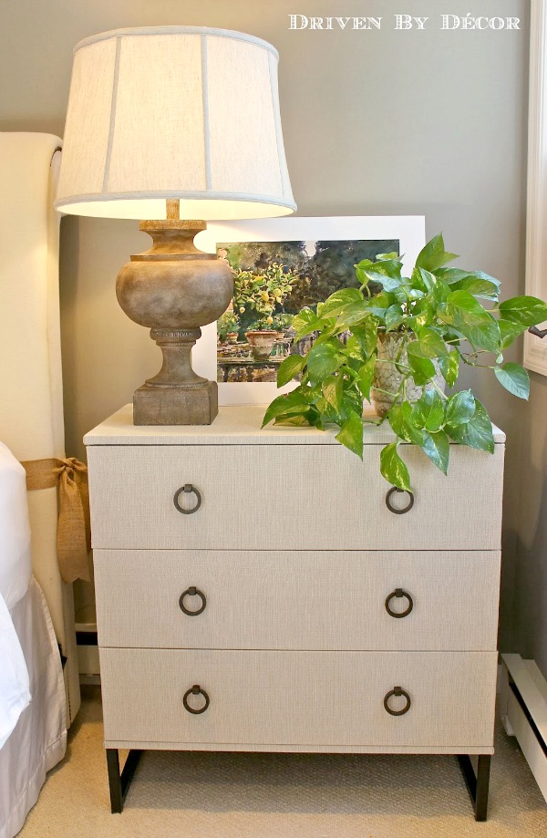 IKEA Trysil Chest transformed into a high-end fabric-covered dresser