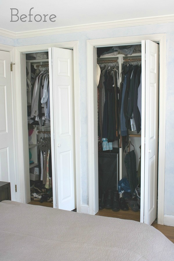 Master bedroom closet before room makeover