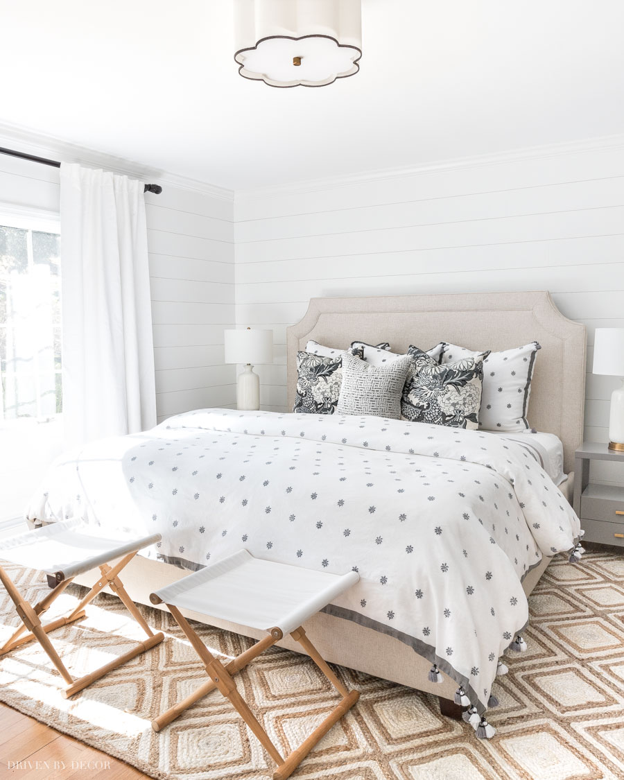 Our master bedroom with a soothing neutral color palette