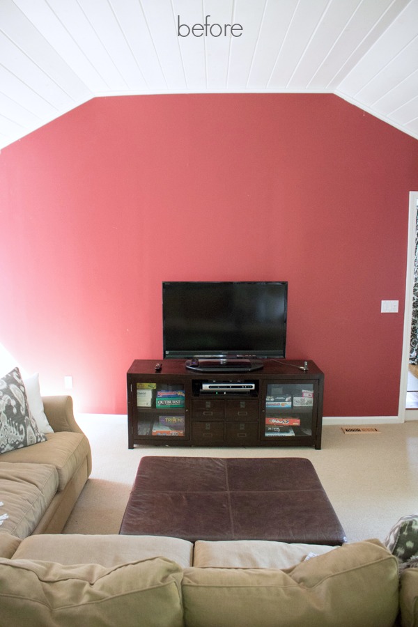 Our family room TV wall before the makeover