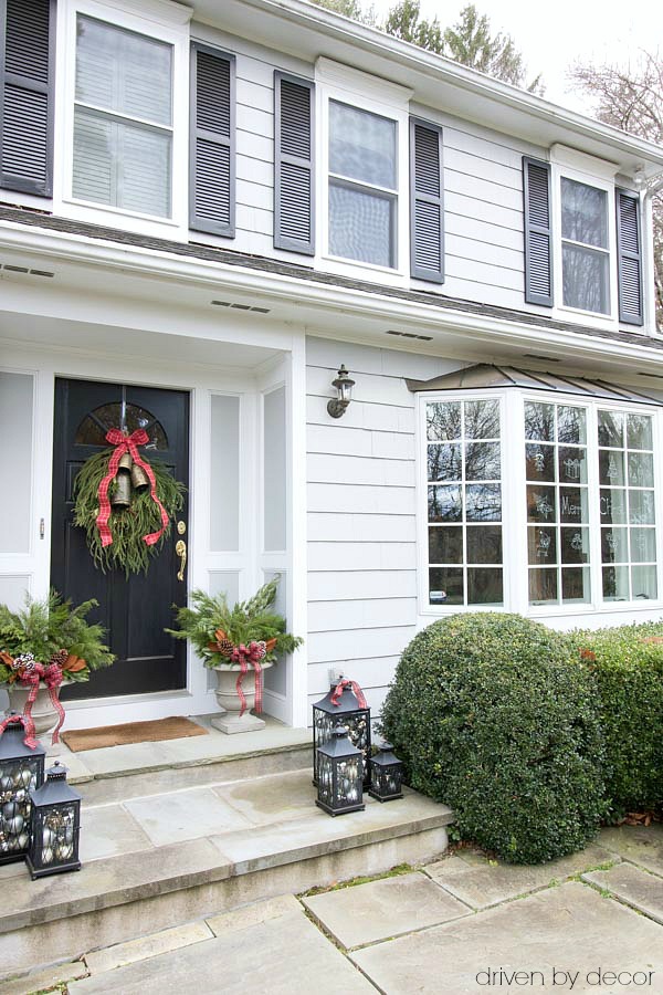 Christmas home tour - our front porch and windows decorated for the holiday