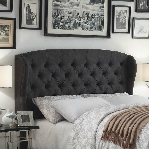 Gorgeous tufted wingback headboard at a great price! Lots of other inexpensive headboard options in this post too!