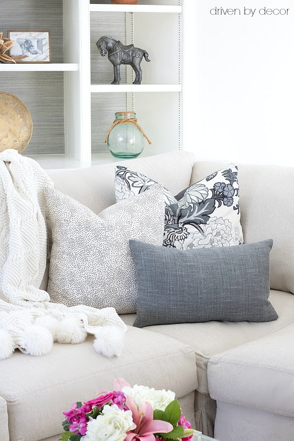 How to Arrange Throw Pillows on a Couch - Driven by Decor