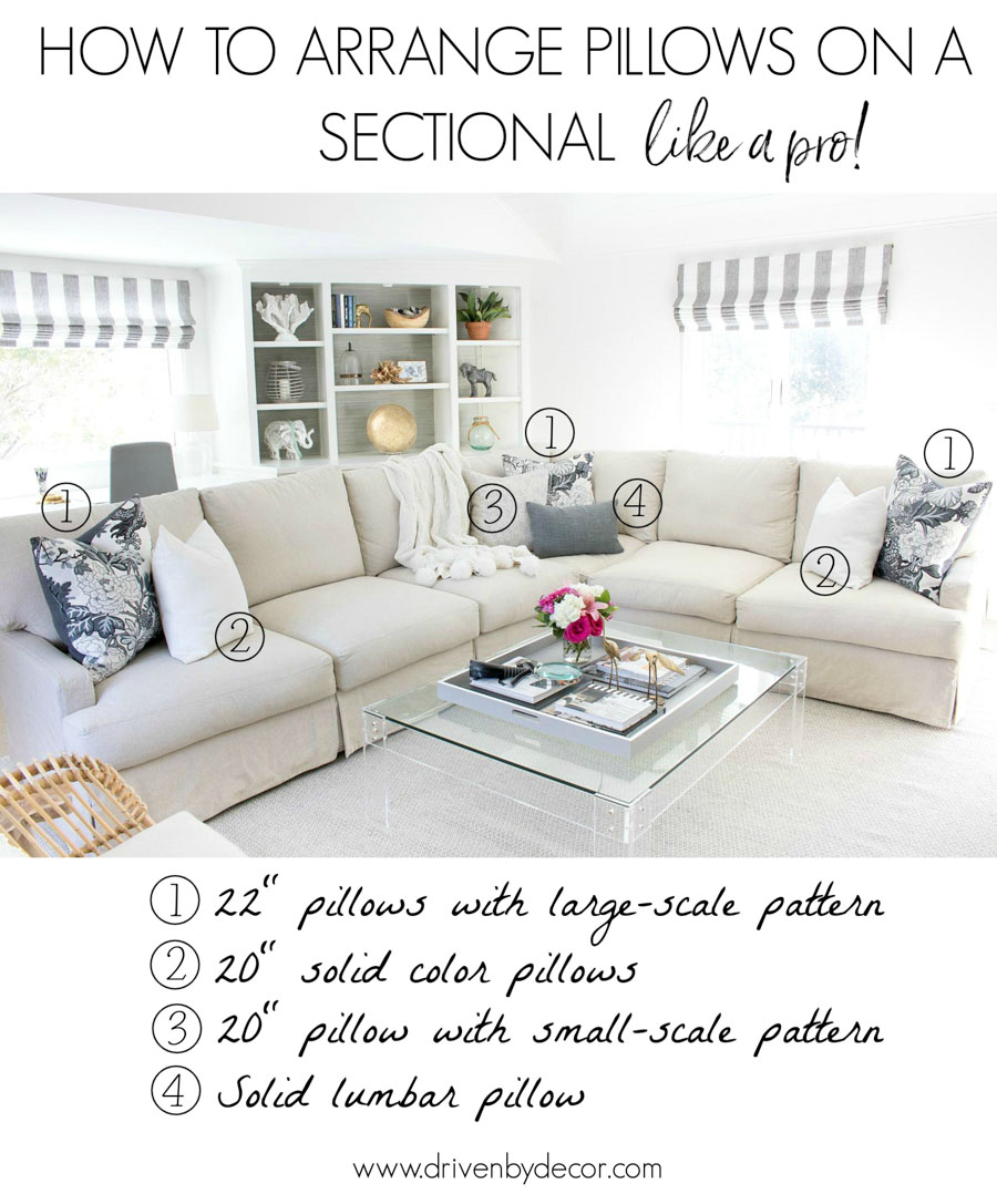 Great tip for how to arrange throw pillows on a sectional!