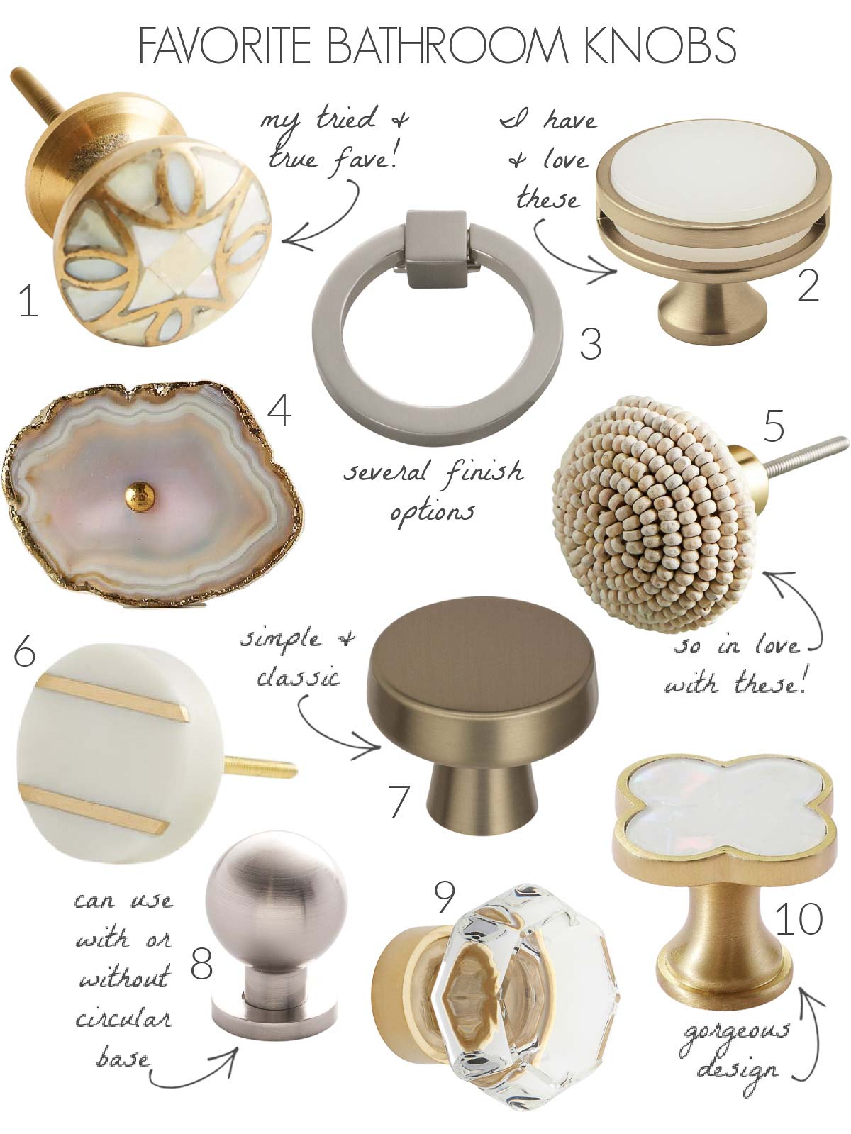 Stylish bathroom cabinet knobs!