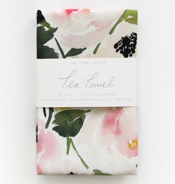 Gorgeous watercolor floral tea towel