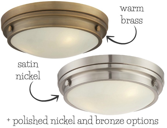 An inexpensive but beautiful flush mount light in four finish options - one of my favorites from this helpful post on flush mount lighting!