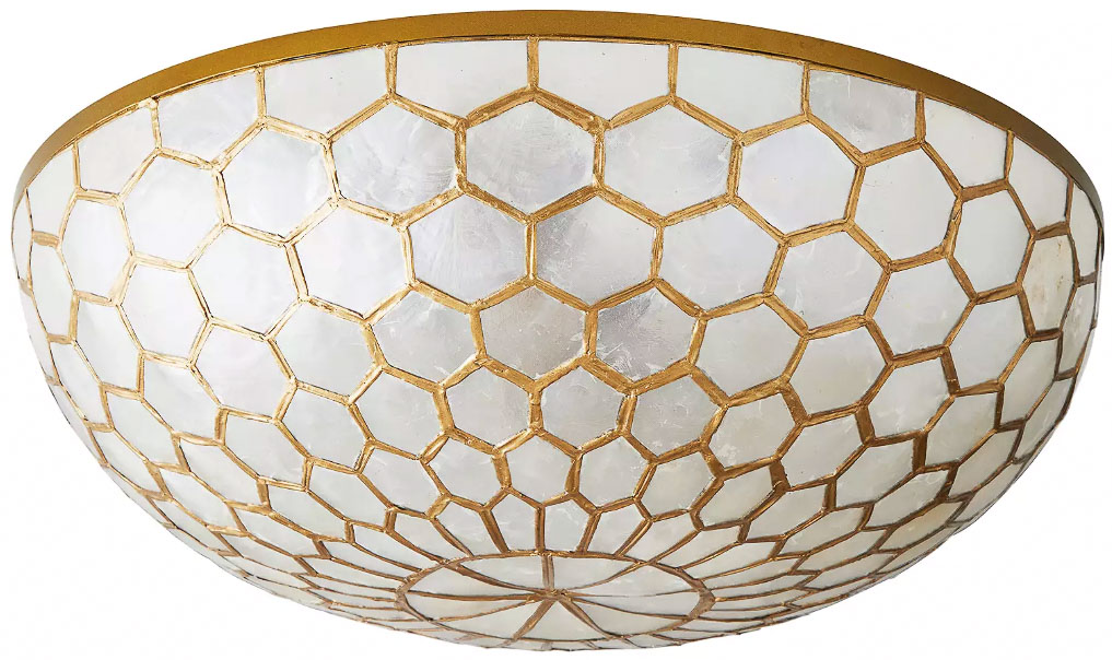 Capiz honeycomb flush mount ceiling light