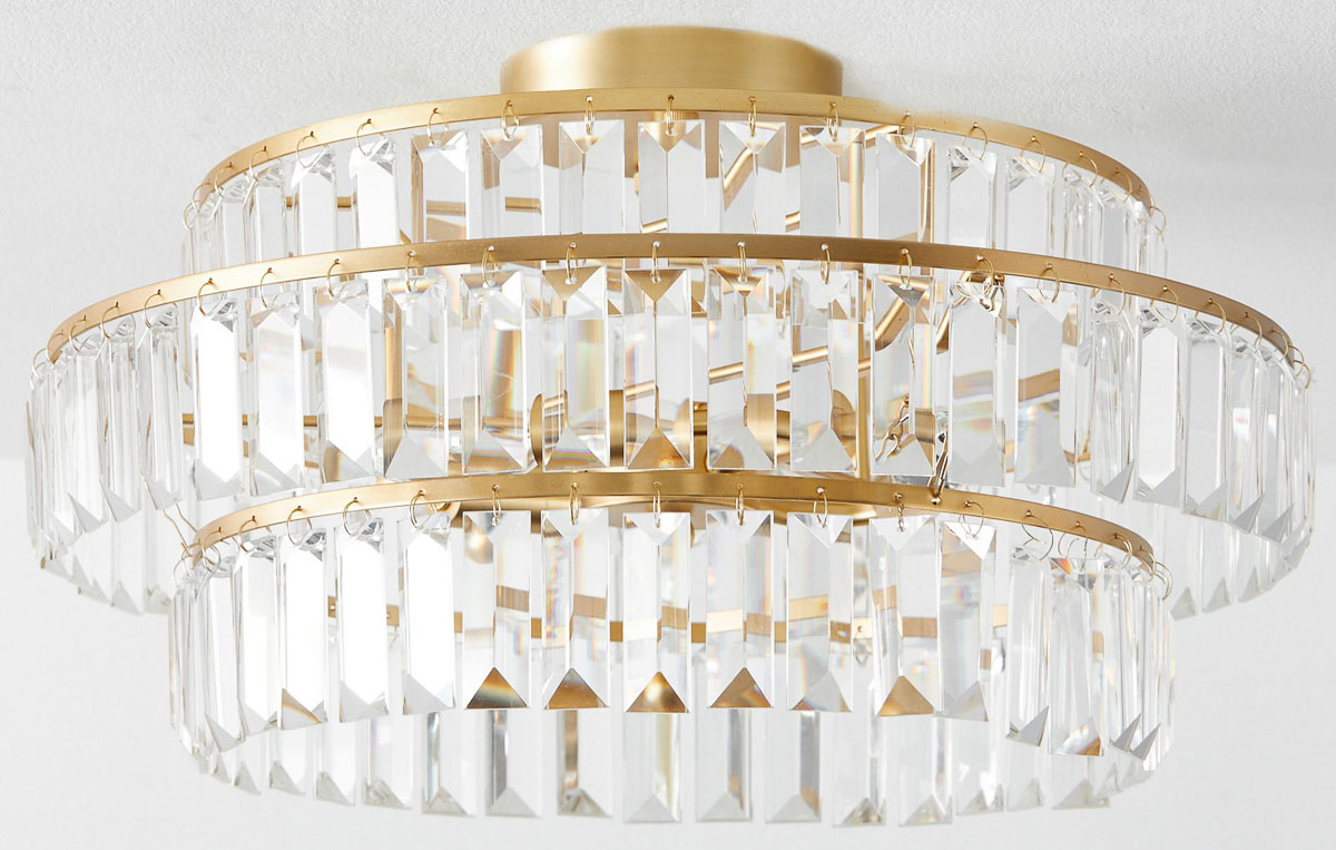 Crystal drop flush mount ceiling light