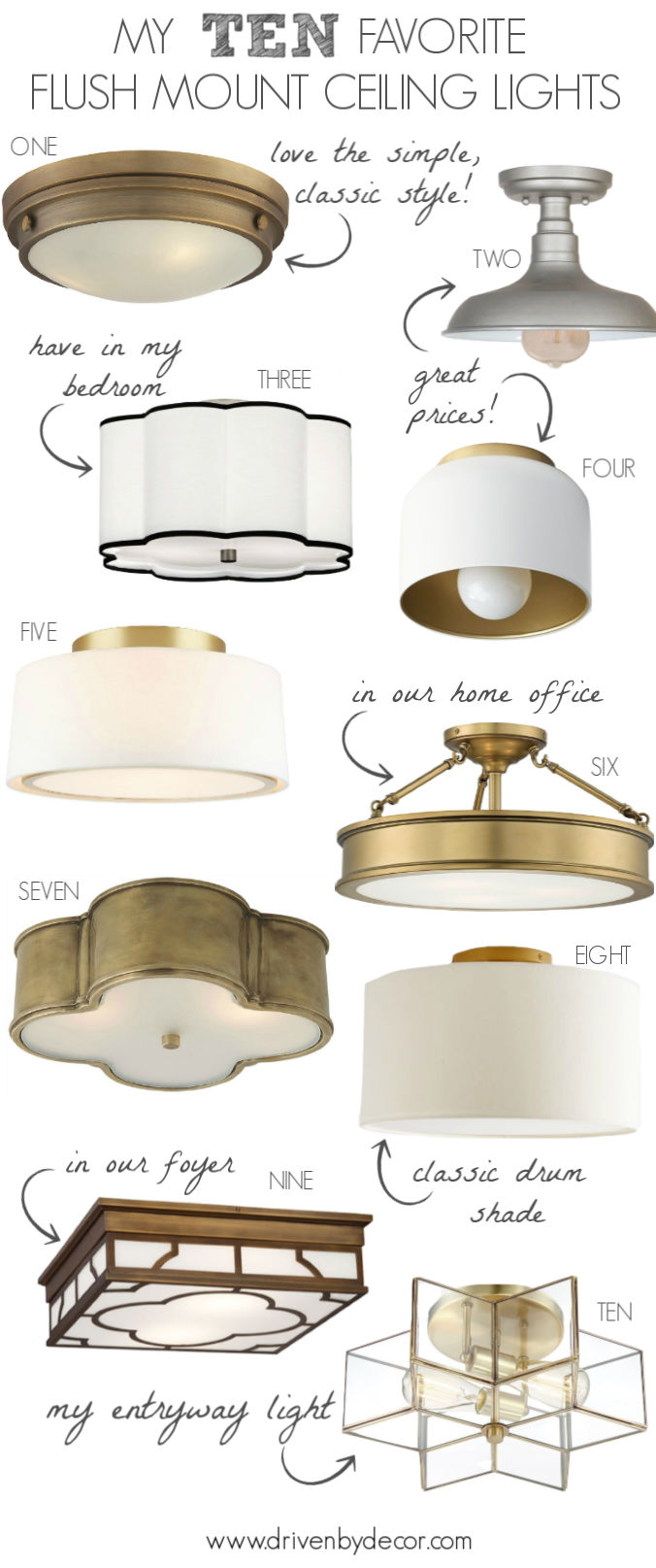 My flush mount lighting favorites including many I have in my own home!
