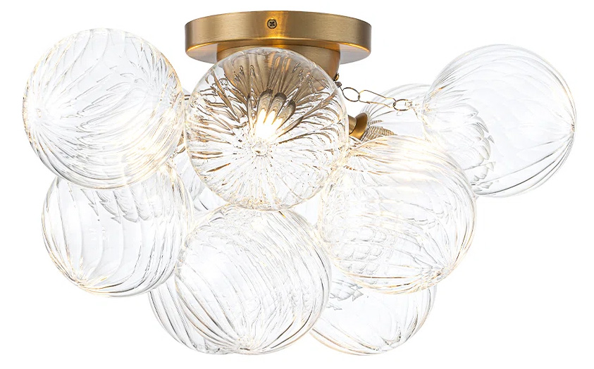 Flush mount ceiling light fixture with clustered glass bubbles
