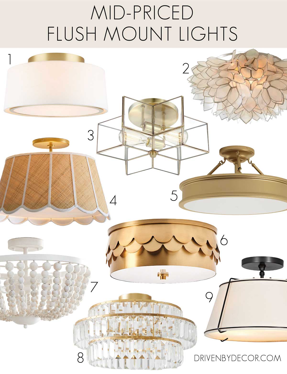 Mid-priced flush mount ceiling lights