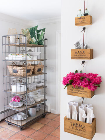 Rolling baker's rack for extra kitchen storage and nesting herb crate for tabletop necessities!