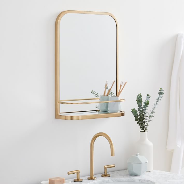Love this combination mirror and shelf - one of my favorite bathroom mirror ideas!