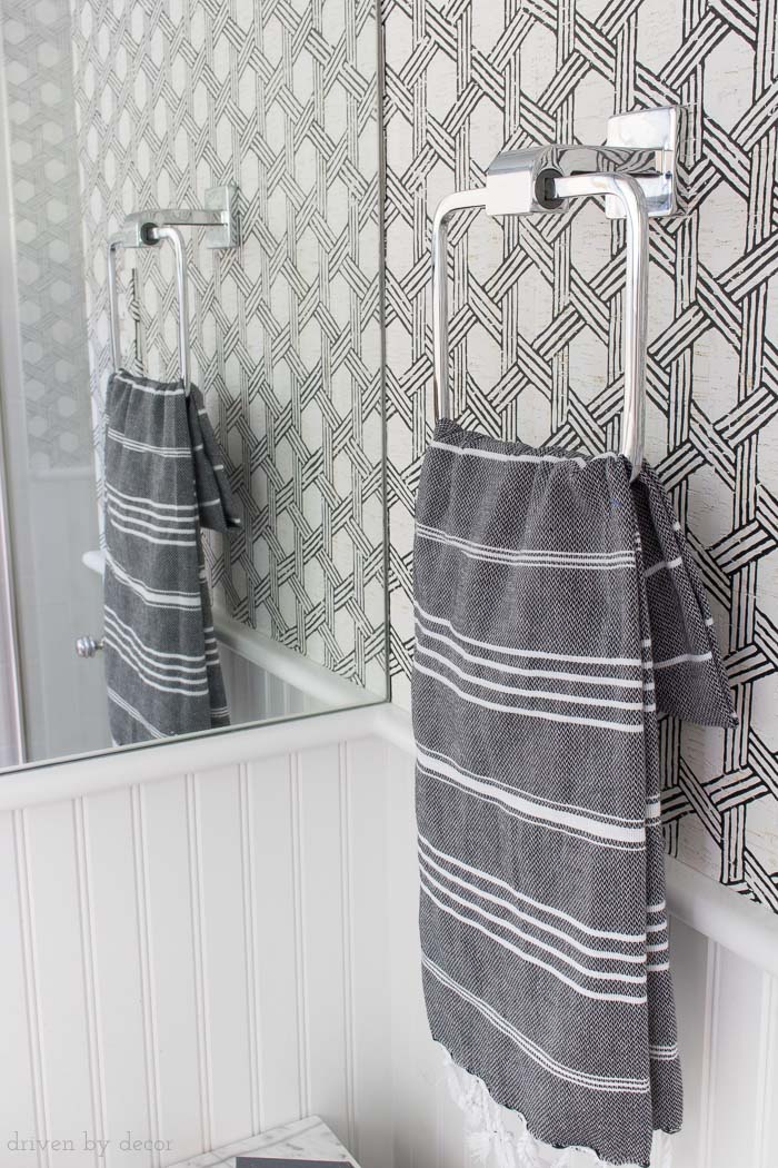 Love this chrome towel ring and the other matching bathroom accessories in this line!