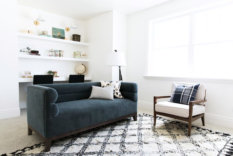 Love this idea for adding workspace to a living room!