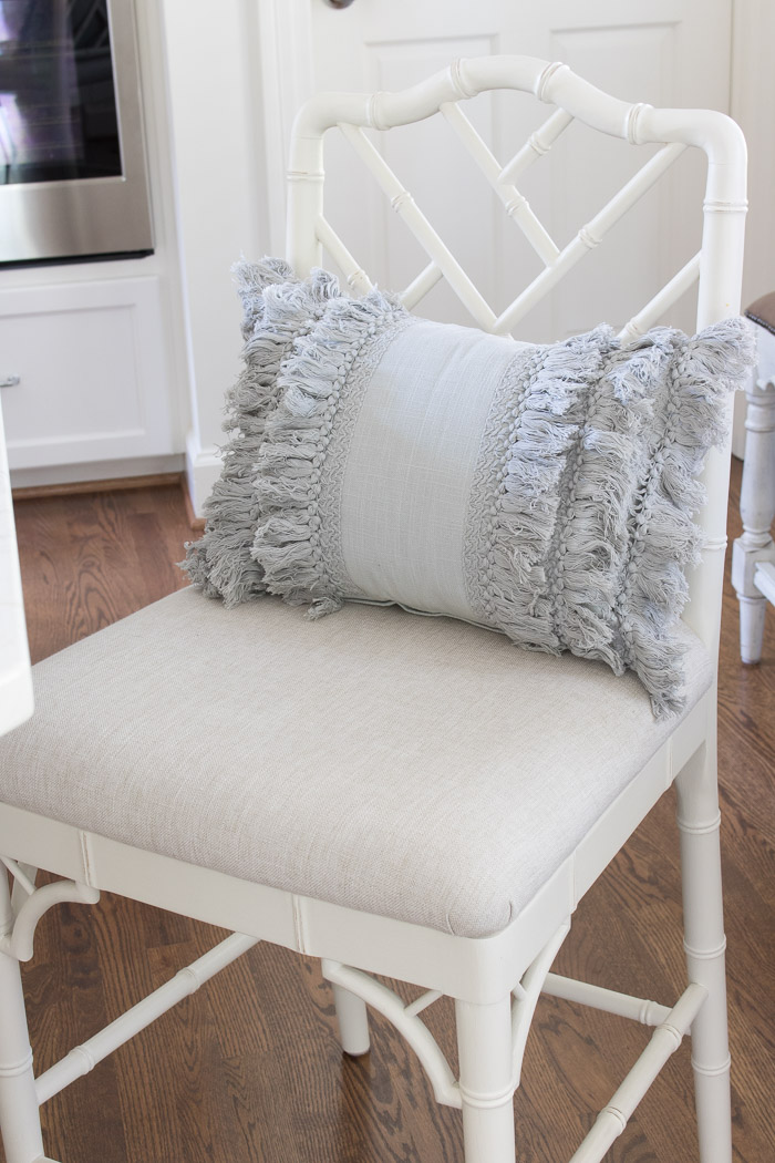 Gray layered fringe lumbar pillow - adorable!