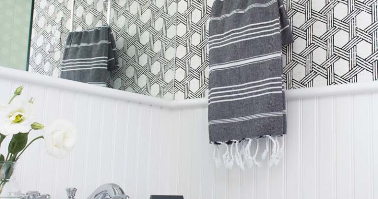 Great post on using wallpaper in bathrooms with tips for how to make it work!