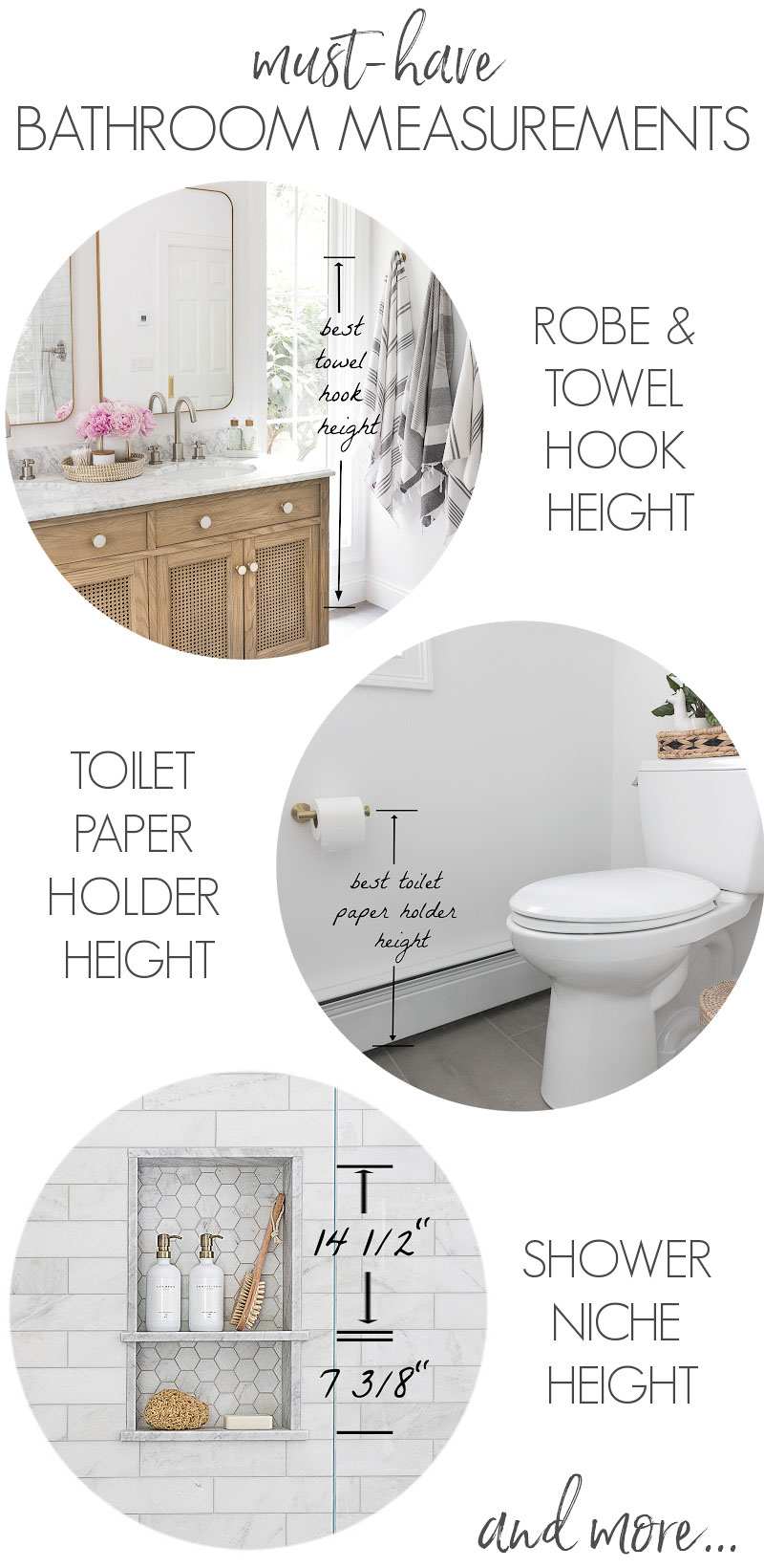 Recommended installation heights for toilet brushes holder