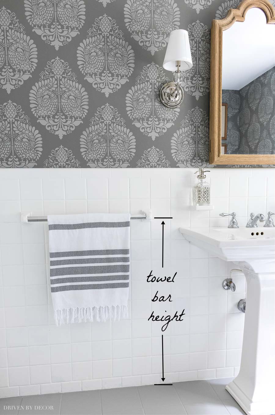 Helpful info on towel bar height and other bathroom measurements!
