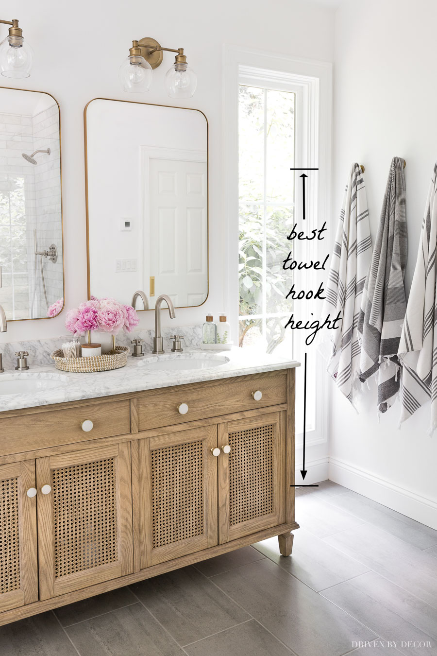 The best towel hook height - so helpful!