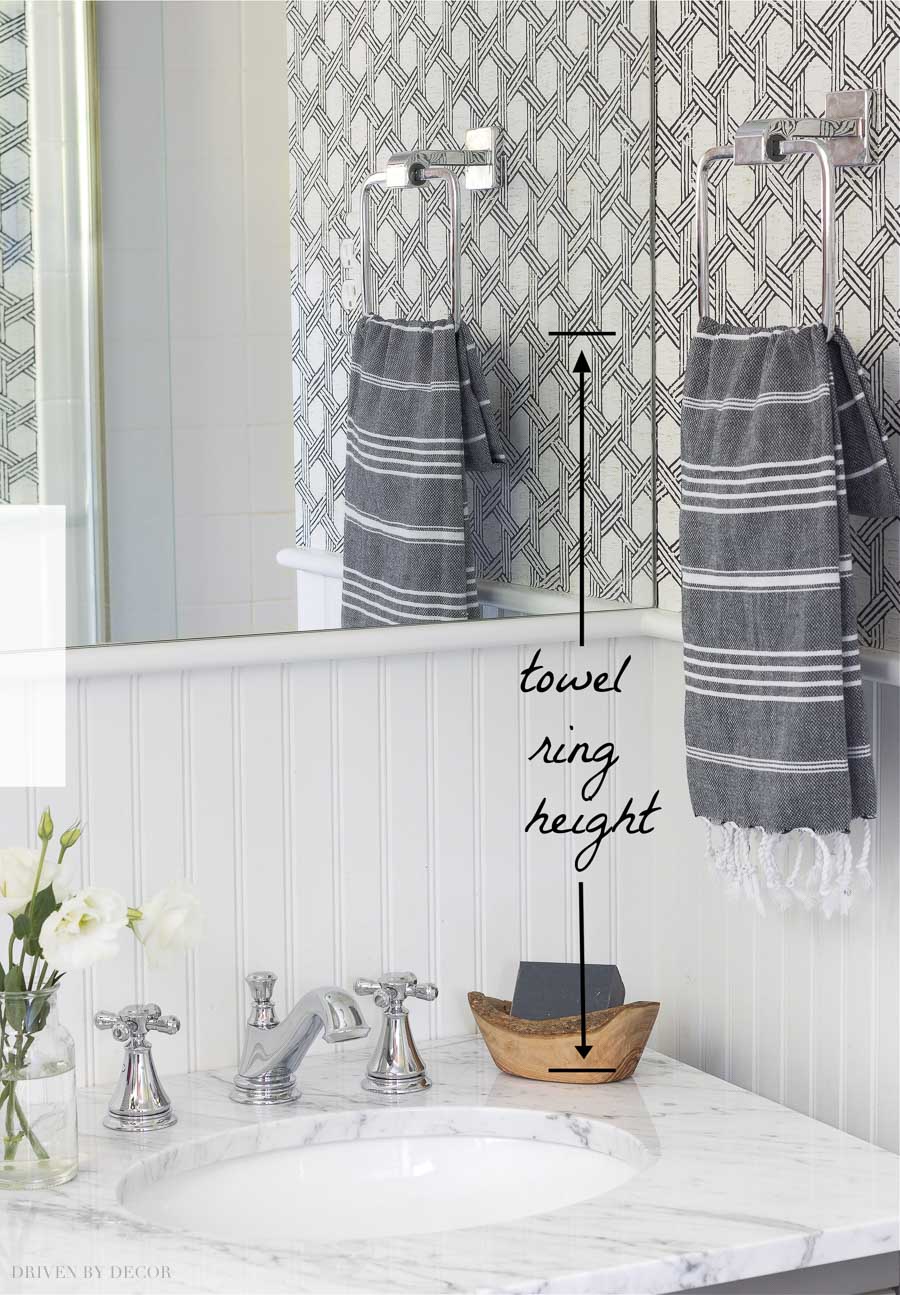 Great advice on towel right height and other measurements for your bathroom!