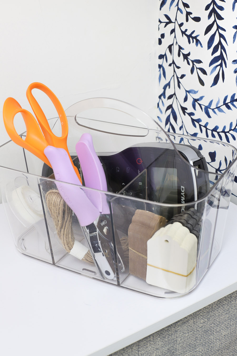 This acrylic tote is the perfect grab and go item to help keep you organized!