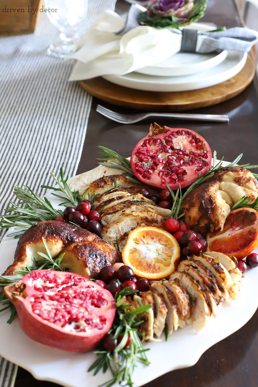 Such a clever way to dress up a rotisserie chicken so that it looks like a homemade feast! All of the details of how to doctor it up are included in the post!