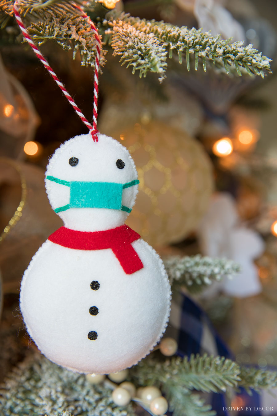 The cutest covid snowman Christmas ornament - perfect for 2020!