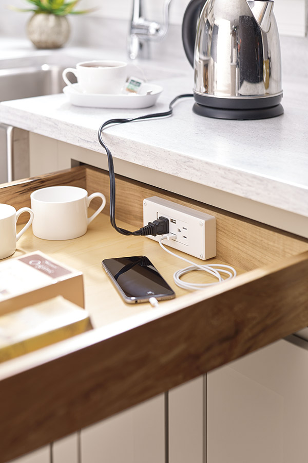 Would LOVE having a power outlet in my kitchen drawer! Perfect for charging phones and other electronics!