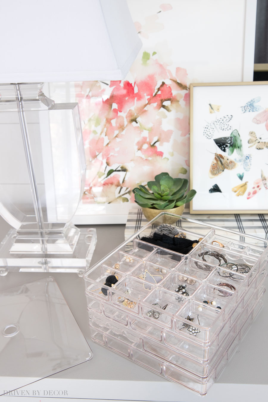 Acrylic stacked jewelry organizer - perfect for storing earrings, rings, and more!