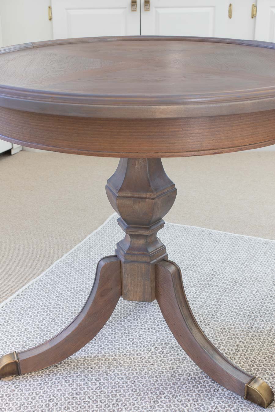 Refinished side table with Minwax Classic Gray stain and Polycrylic top coat