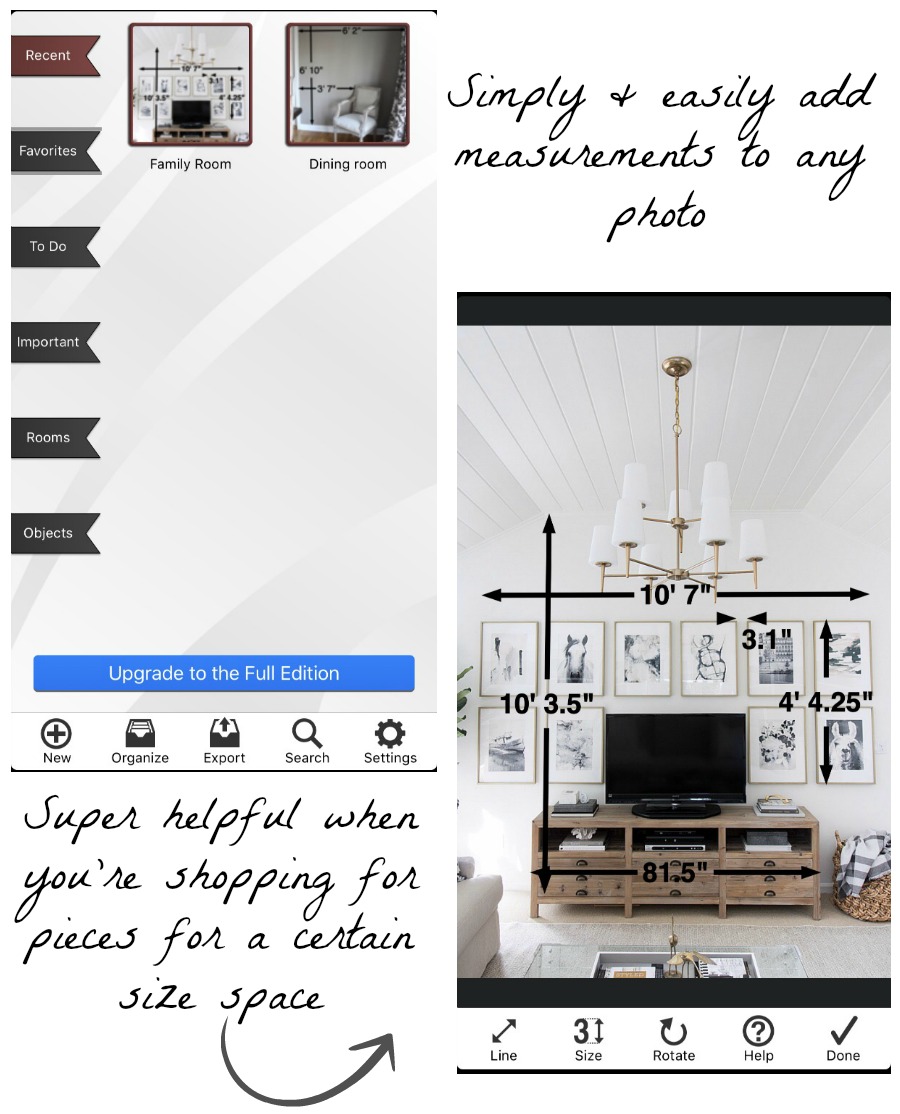 A smart way to record room measurements - the perfect app for home decorating to make sure your home purchases fit your space!