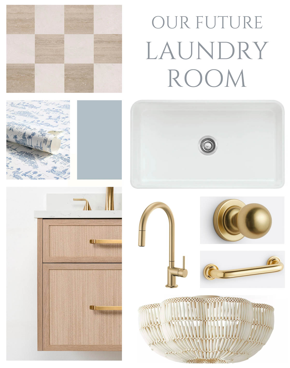 Laundry room mood board created using Canva