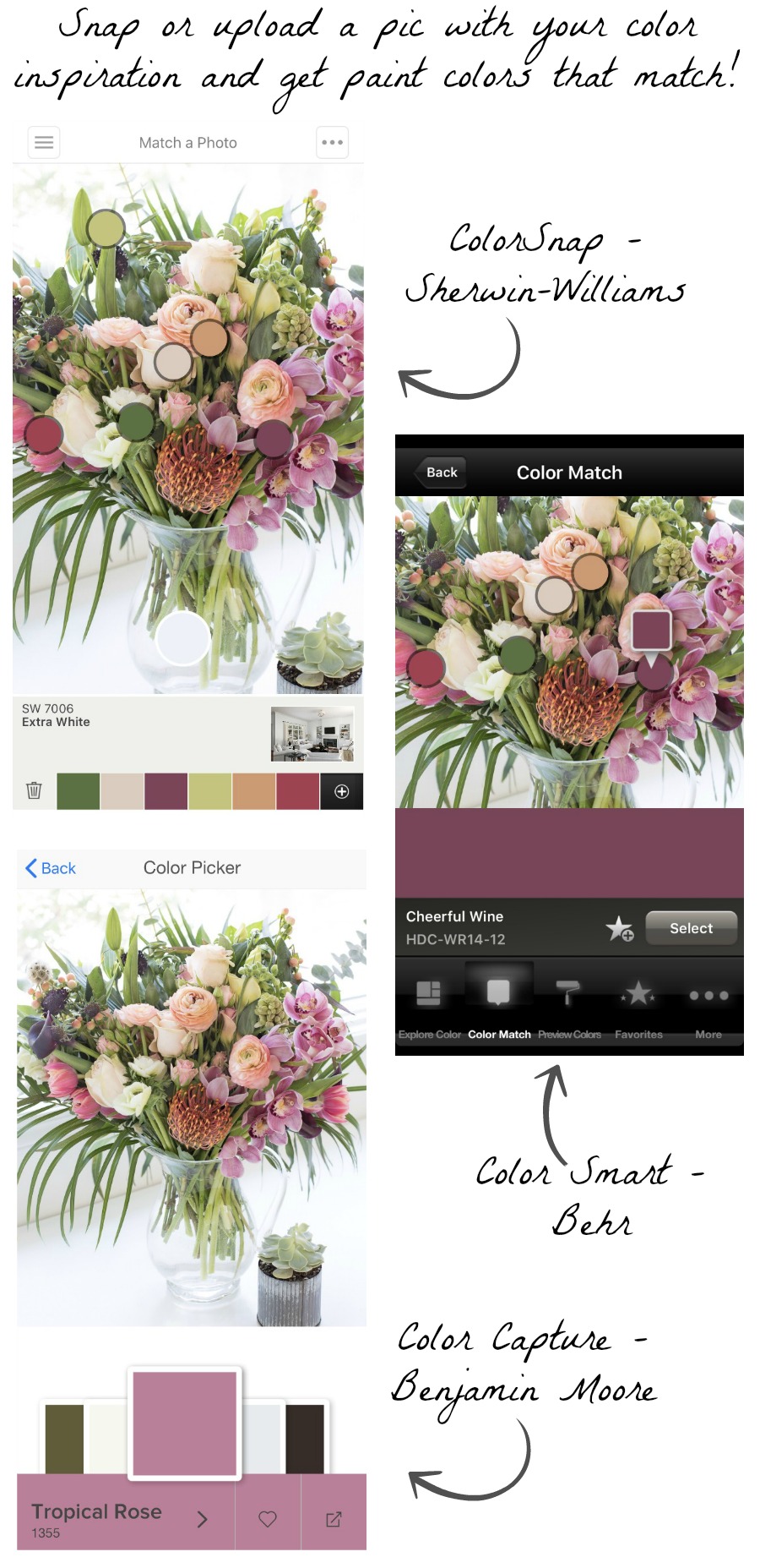 Great recommendations for apps to suggest paint colors by matching photos - so smart!