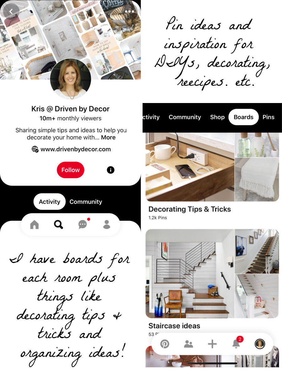 The Pinterest app is one of my favorites!
