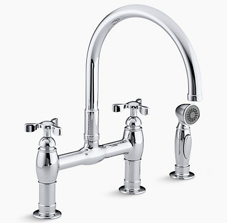 Loving this Kohler bridge faucet for my kitchen!