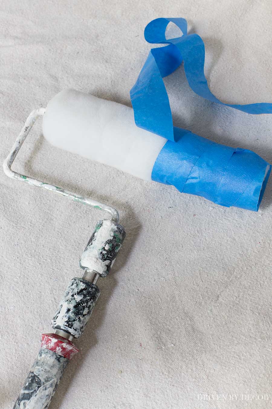Such an awesome tip for keeping roller lint from getting into your newly painted walls!