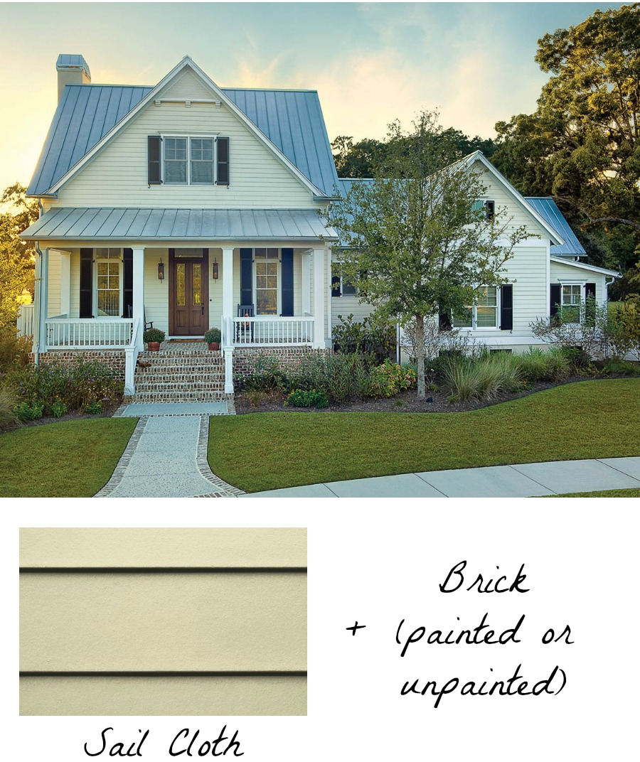 Love the idea of combining HardiePlank siding with brick - gorgeous!