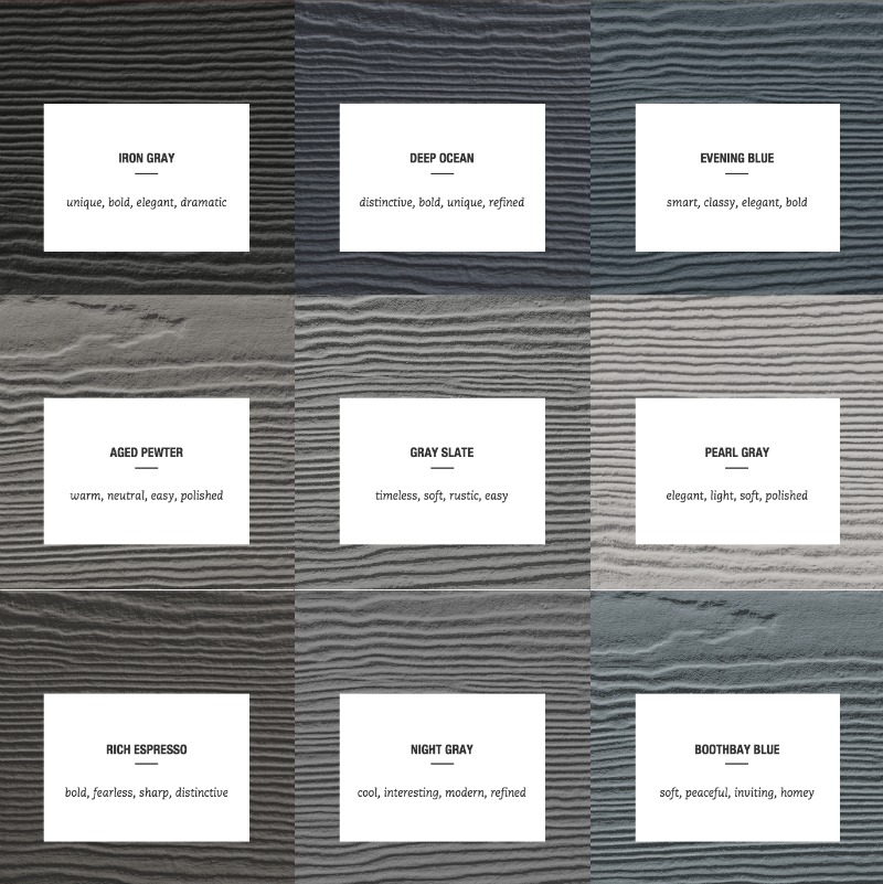 These siding colors are gorgeous!!! They'd all look fabulous paired with the Arctic White trim!