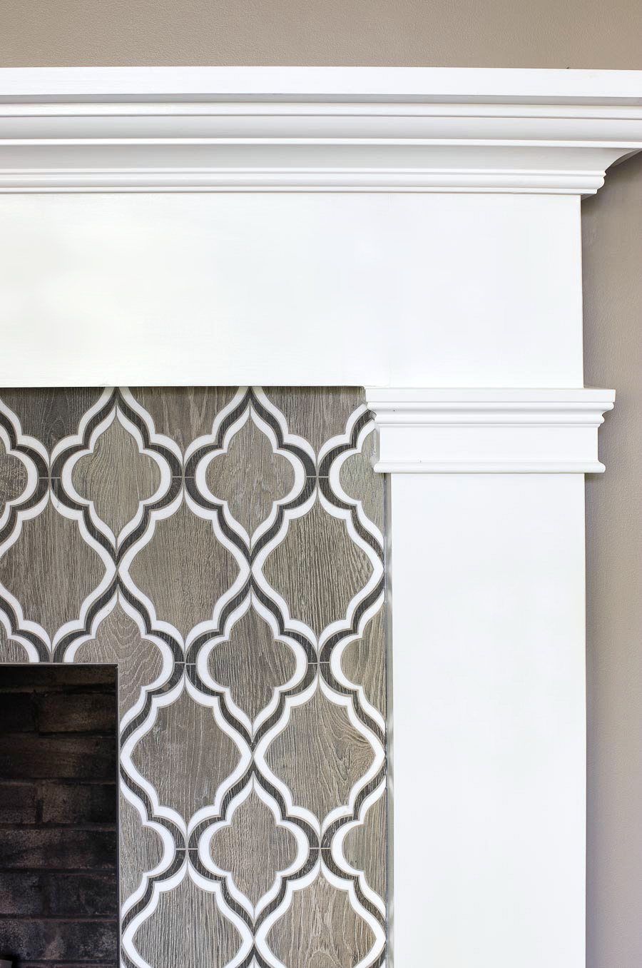 Our fireplace tile with Polyblend Natural Gray grout