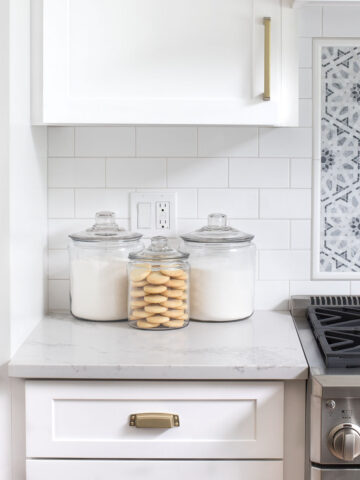 White subway tile with gray grout in a kitchen