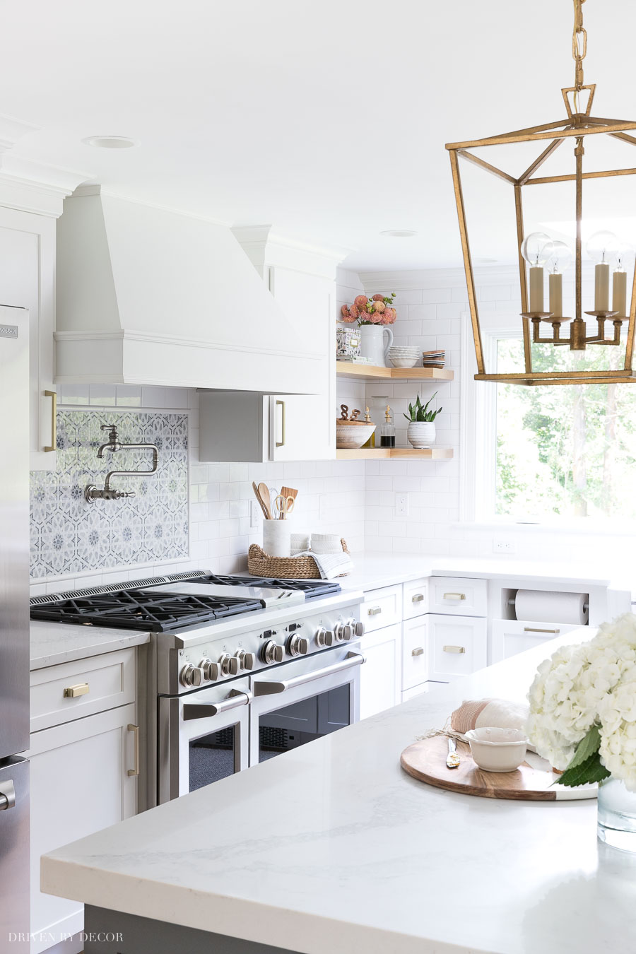 Come see our newly remodeled kitchen with white shaker style overlay cabinets from Diamond's Montgomery line (they're the perfect shade of white!)