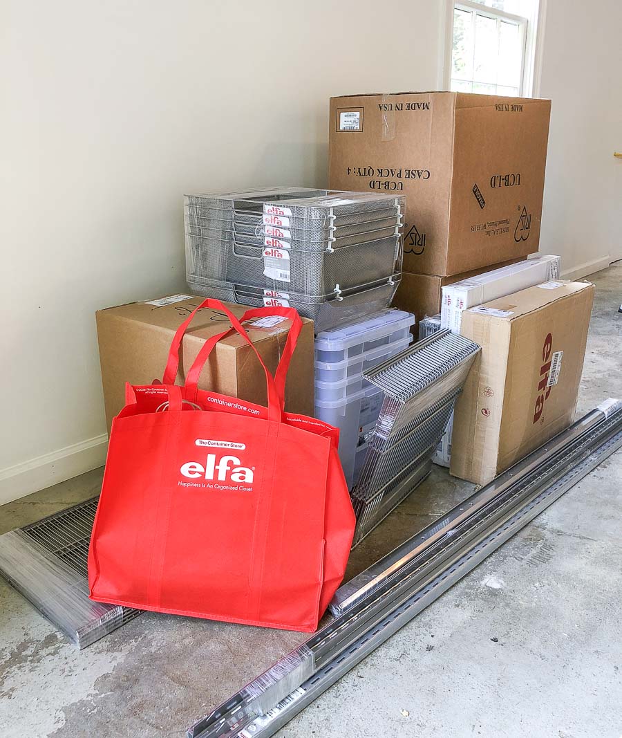 The delivery of our supplies for our new Elfa garage system!