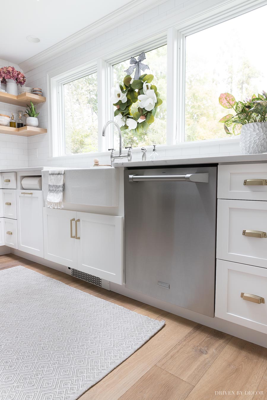 Love my Monogram dishwasher and that I can run my white toe kick in front of it to make it look built in!