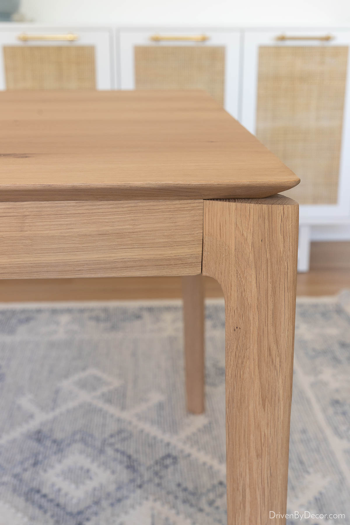 The profile of our oak dining room table