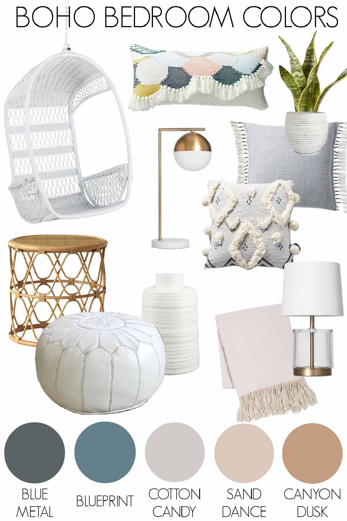 Boho bedroom colors and complementing accessories