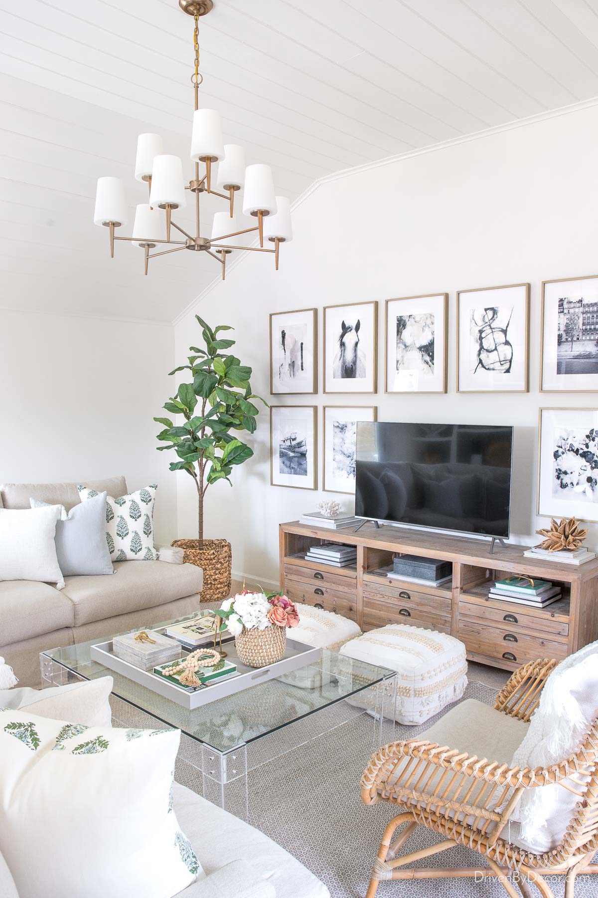 Two tiered living room chandelier