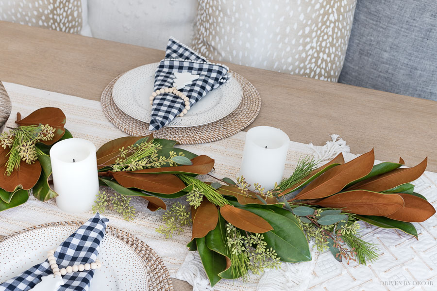 How to make a fresh greenery table runner: layering in eucalyptus and greenery