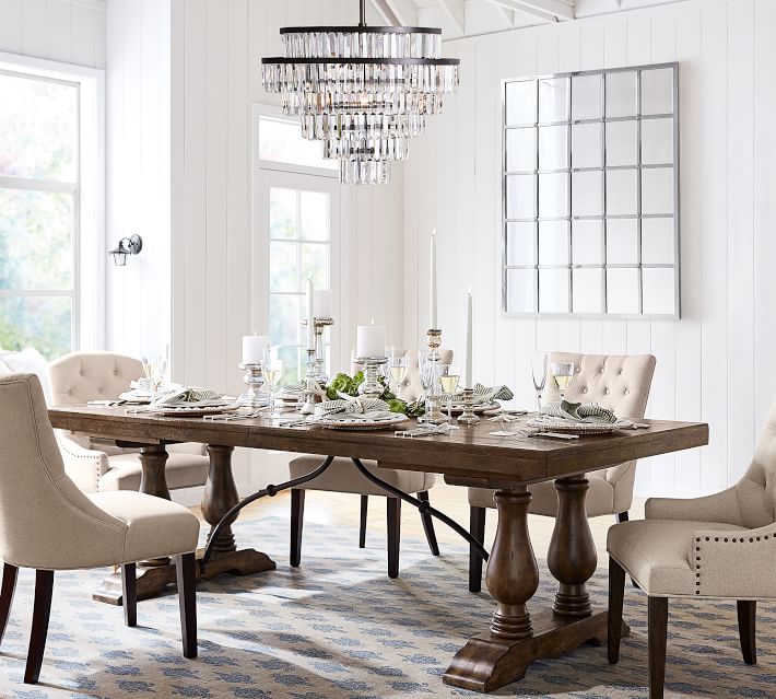 Gorgeous crystal round dining room chandelier! Love the other crystal chandy in this post too!